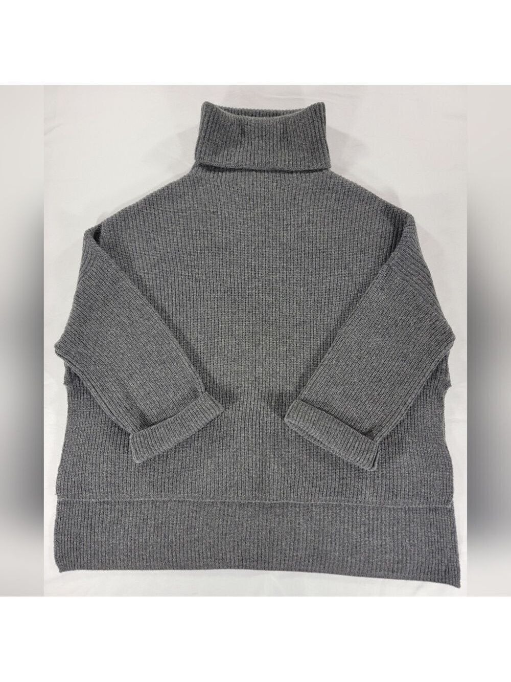 27 Miles Cashmere Wool Sweater Womens Small Crop Turtleneck Roll Cuff Open Sides